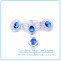 2014 Hot Selling Sapphire Elegant Silver Jewelry Set with Micro Pave Best Anniversary Gift